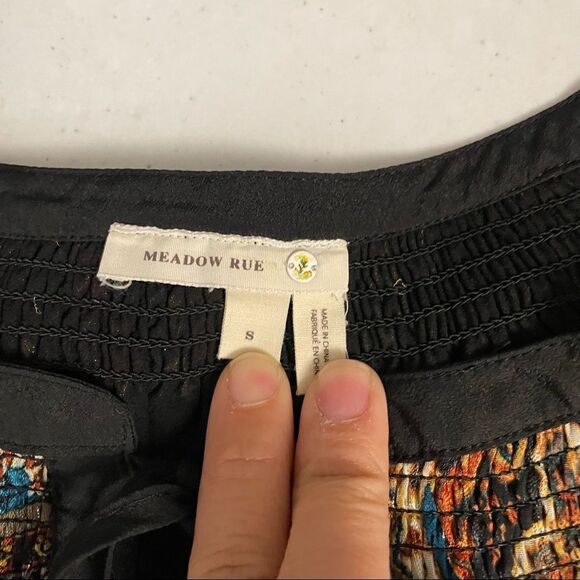 ANTHROPOLOGIE MEADOW RUE BLACK CHIFFON PAISLEY PEASANT BLOUSE LINED SZ small - Picture 7 of 10